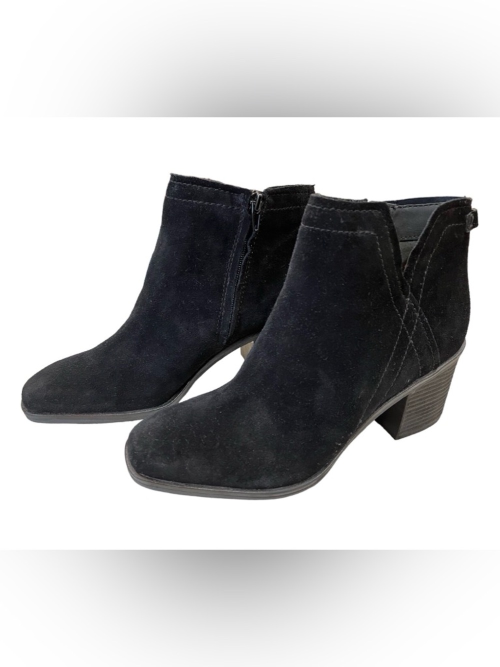 ZODIAC Black Suede Ankle Boots with Black Heel size 9